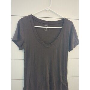 Y2k women's Old Navy large deep v-neck brown t-shirt 100% cotton